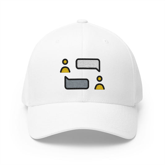 People Dialogue Emoji White Cap – Premium by Capmoji