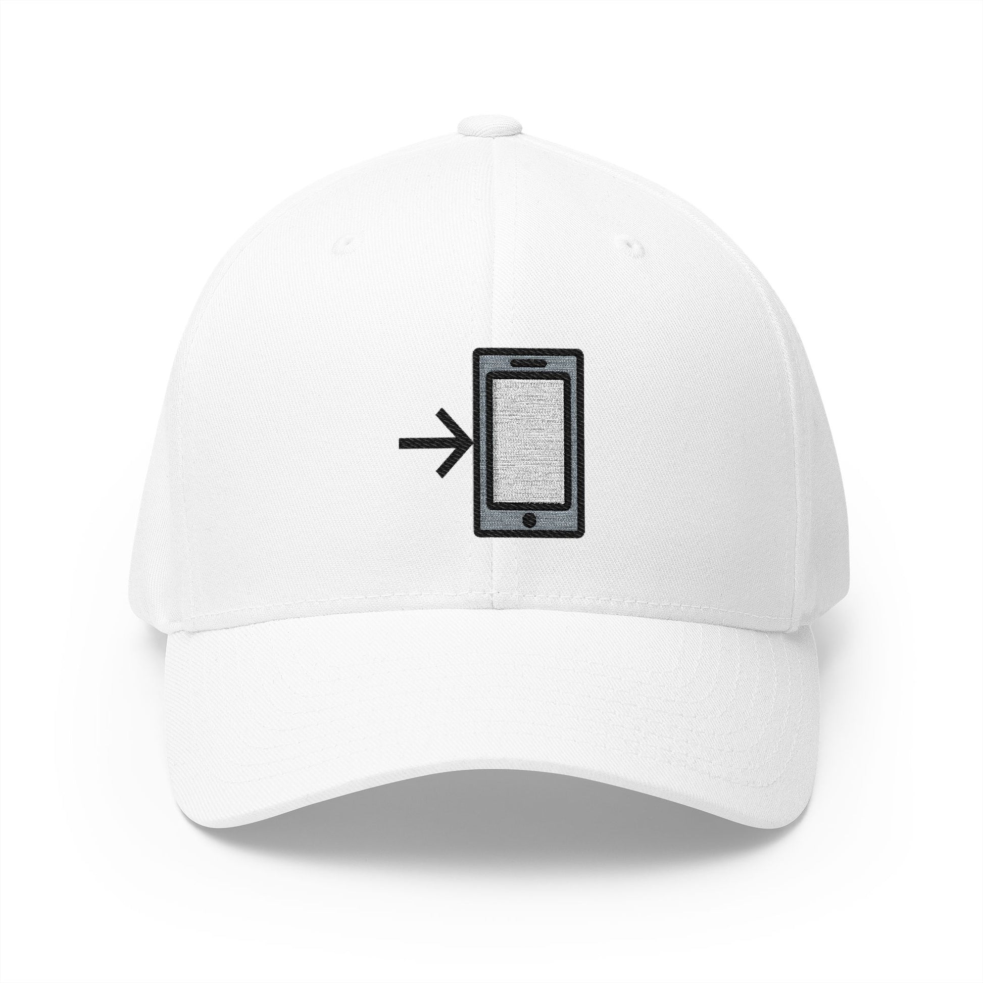Mobile Phone With Arrow Emoji White Cap – Premium by Capmoji