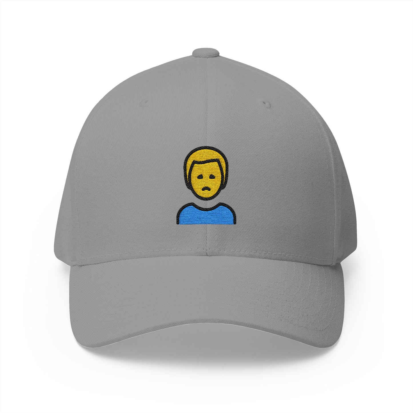 Man Frowning Emoji Grey Cap – Premium by Capmoji