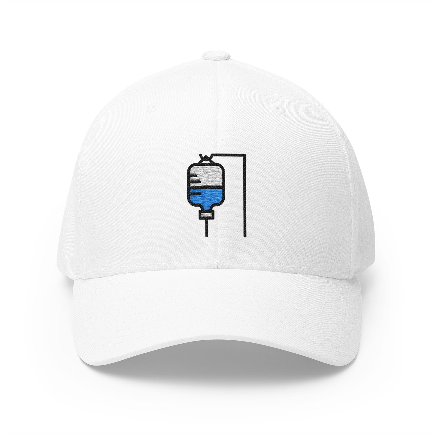 Saline Drip Emoji White Cap – Premium by Capmoji