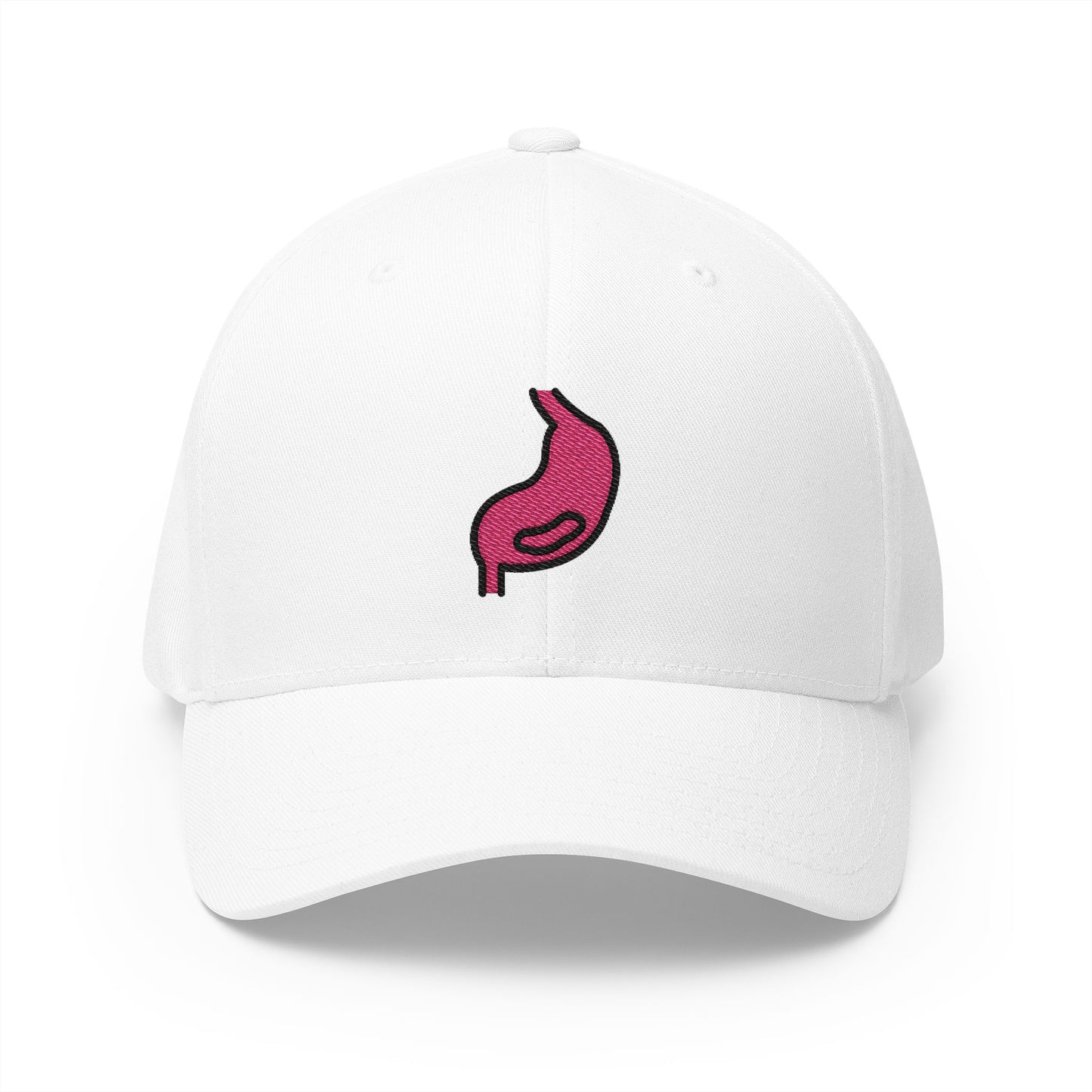 Stomach Emoji White Cap – Premium by Capmoji