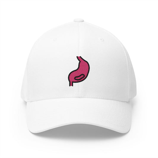 Stomach Emoji White Cap – Premium by Capmoji