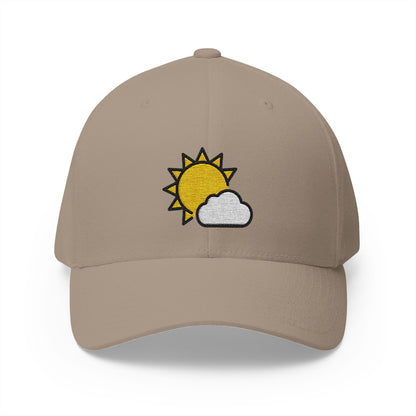 Sun Behind Small Cloud Emoji Khaki Cap – Premium by Capmoji