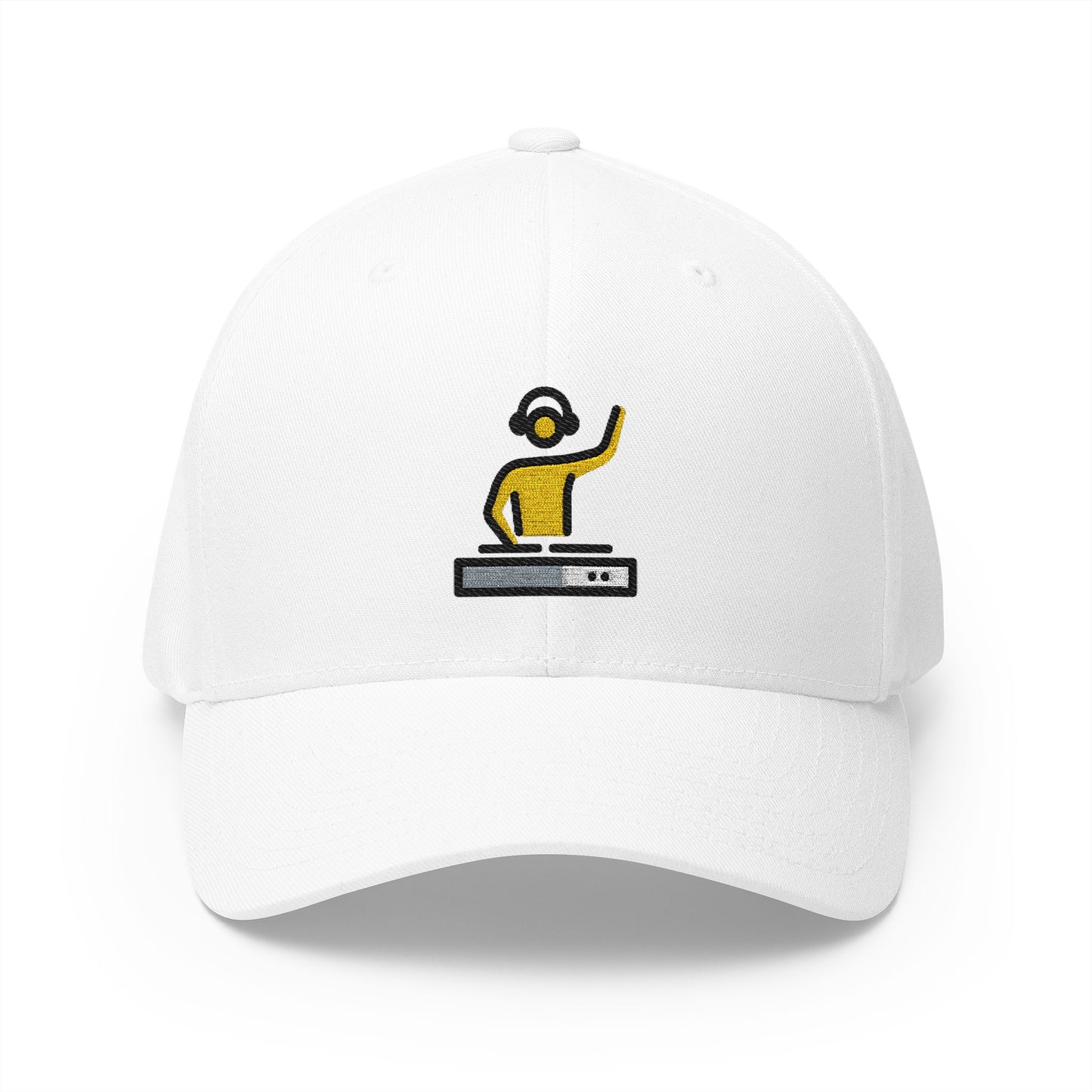Dj Man Emoji White Cap – Premium by Capmoji