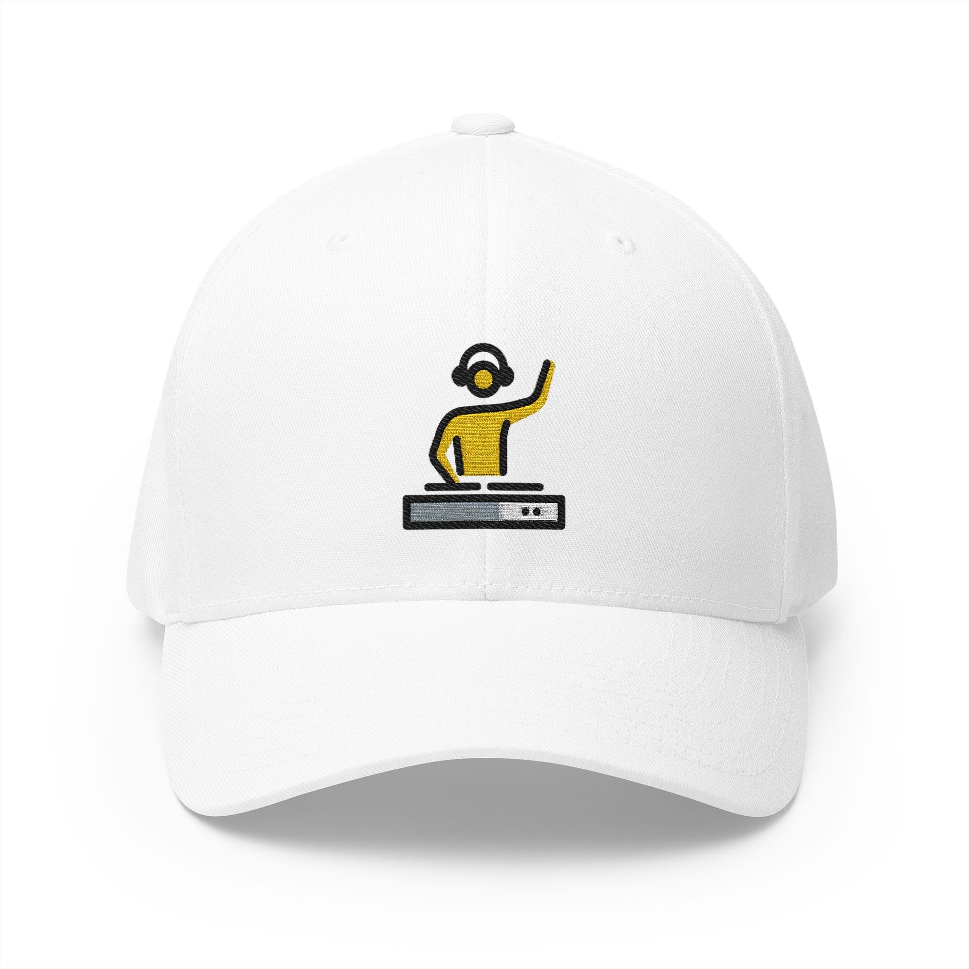 Dj Man Emoji White Cap – Premium by Capmoji
