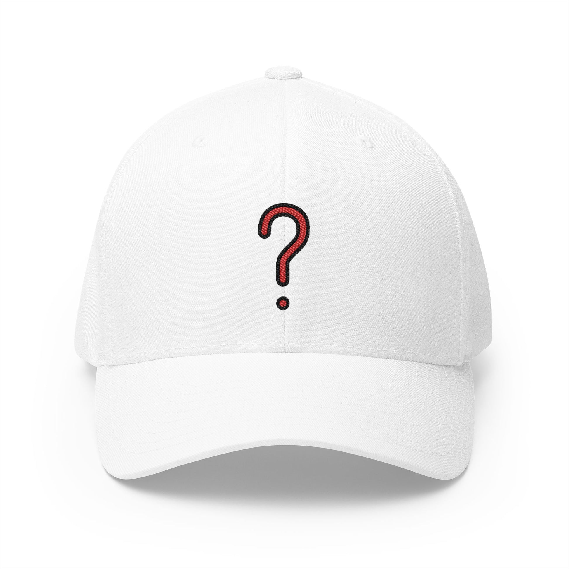 Red Question Mark Emoji White Cap – Premium by Capmoji