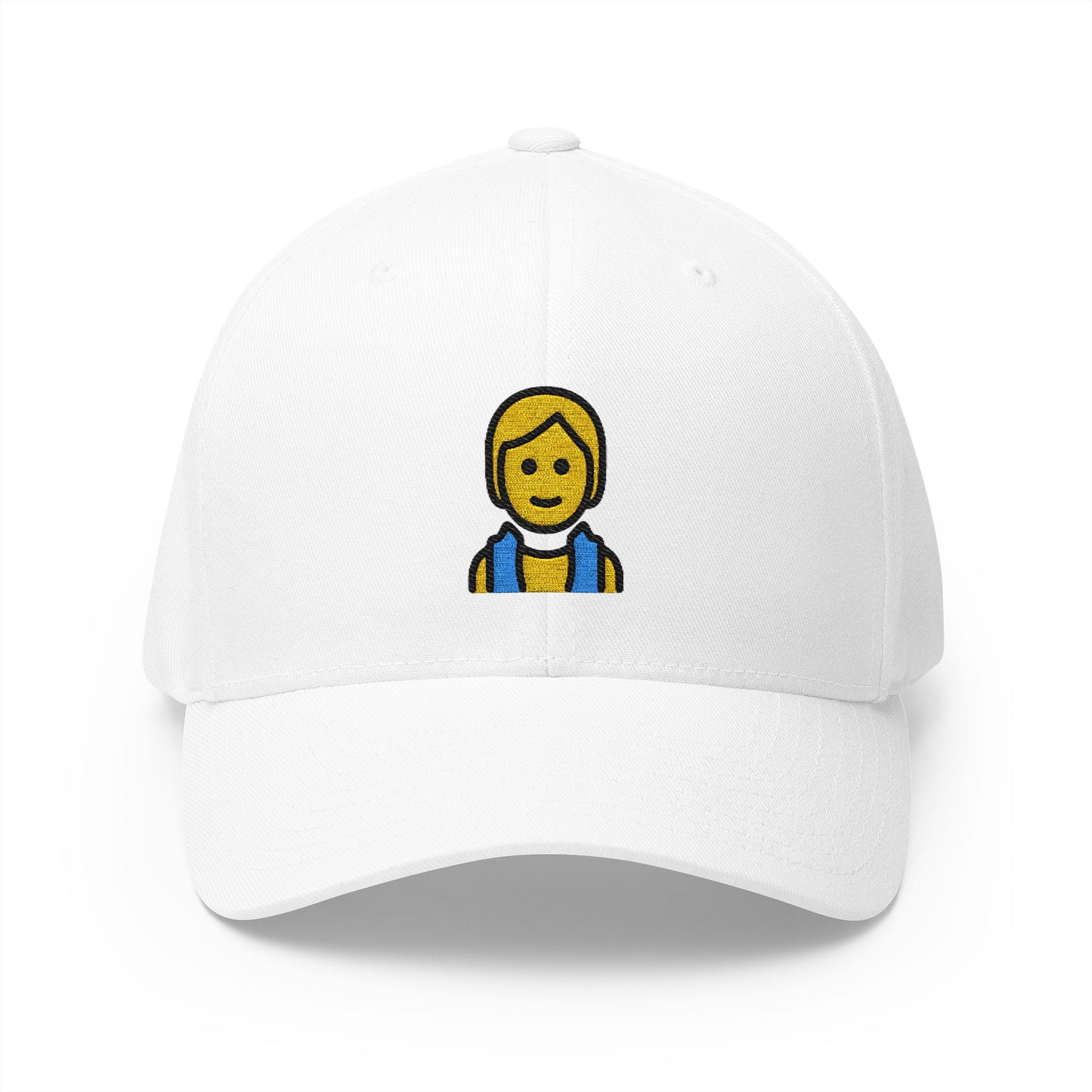 Person In Steamy Room Emoji White Cap – Premium by Capmoji