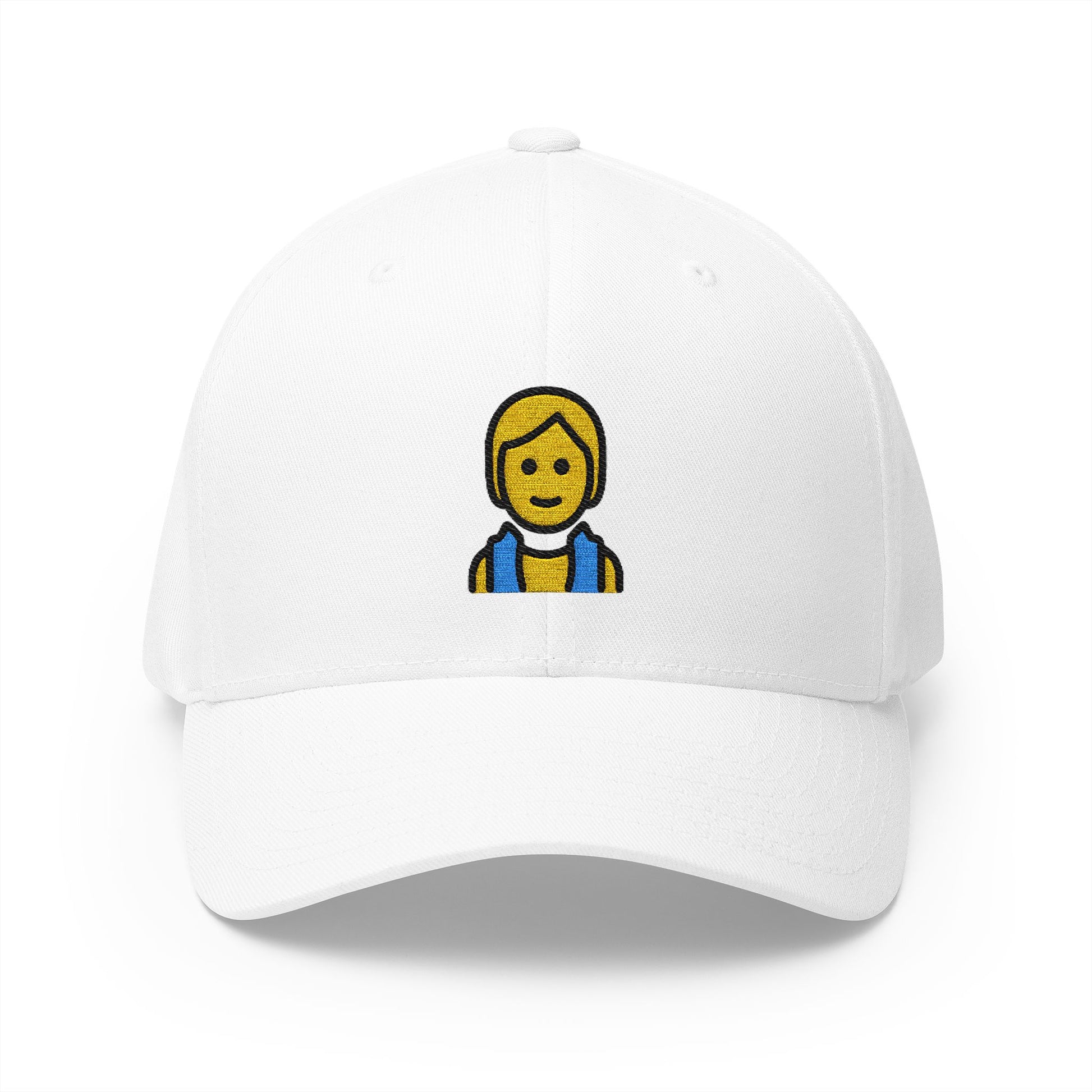 Person In Steamy Room Emoji White Cap – Premium by Capmoji