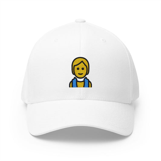 Person In Steamy Room Emoji White Cap – Premium by Capmoji