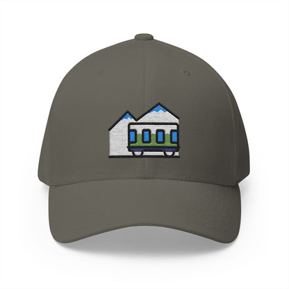 Mountain Railway Emoji Olive Cap – Premium by Capmoji