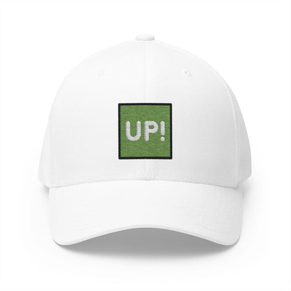 Up! Button Emoji White Cap – Premium by Capmoji