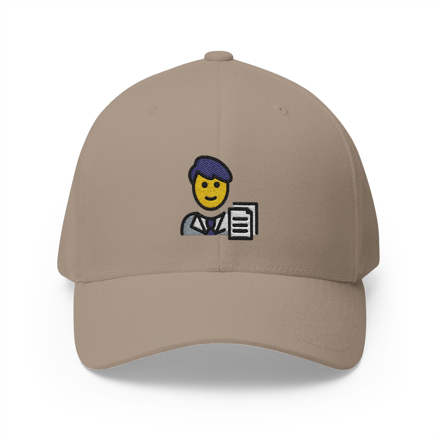 Man Office Worker Emoji Khaki Cap – Premium by Capmoji