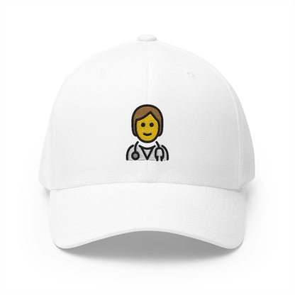 Health Worker Emoji White Cap – Premium by Capmoji