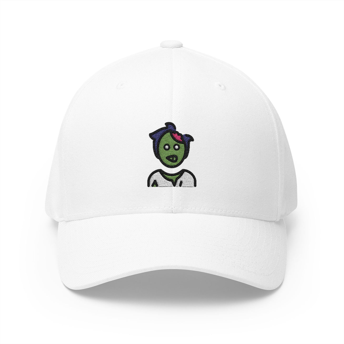 Man Zombie Emoji White Cap – Premium by Capmoji