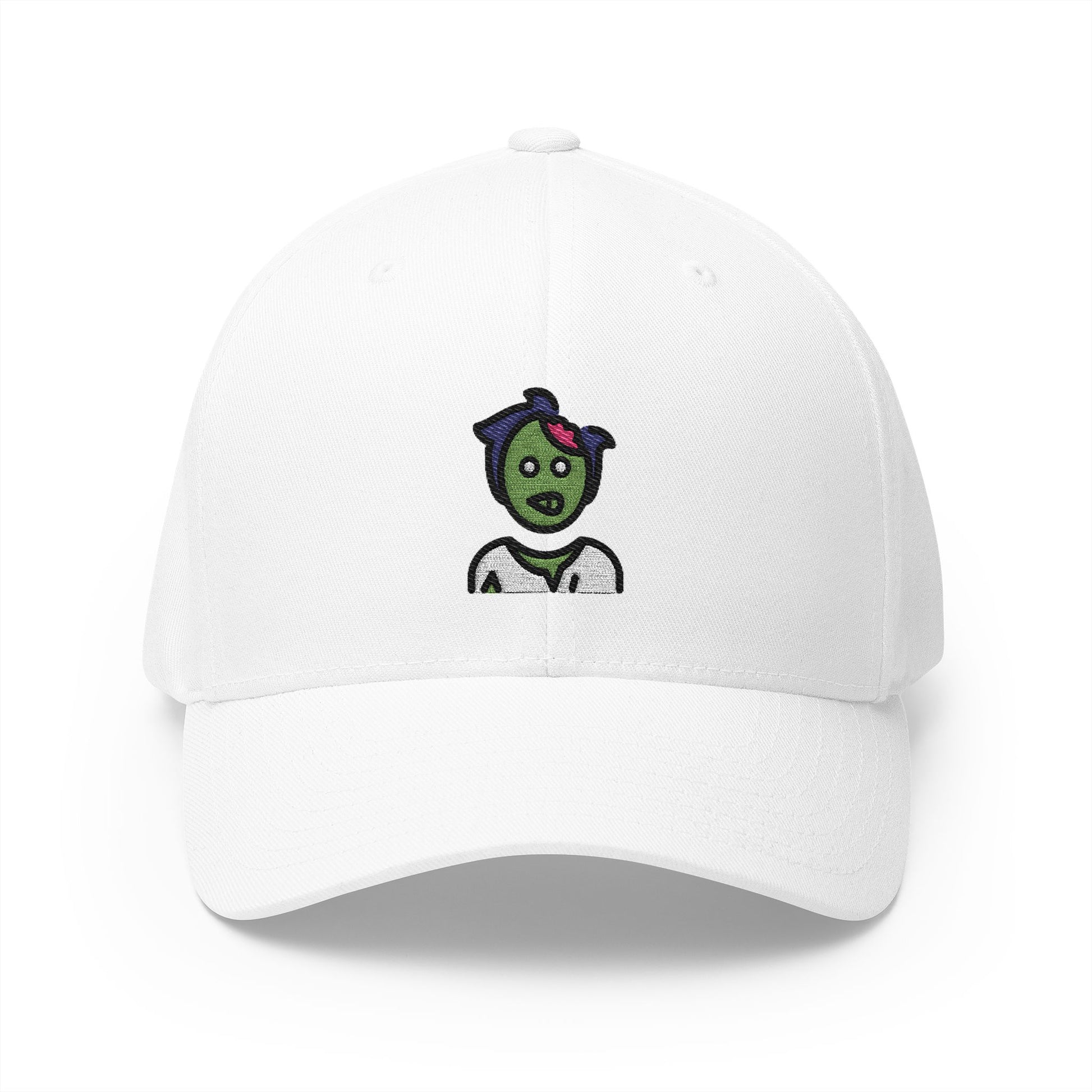 Man Zombie Emoji White Cap – Premium by Capmoji