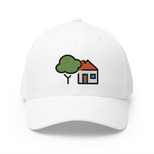 House With Garden Emoji White Cap – Premium by Capmoji