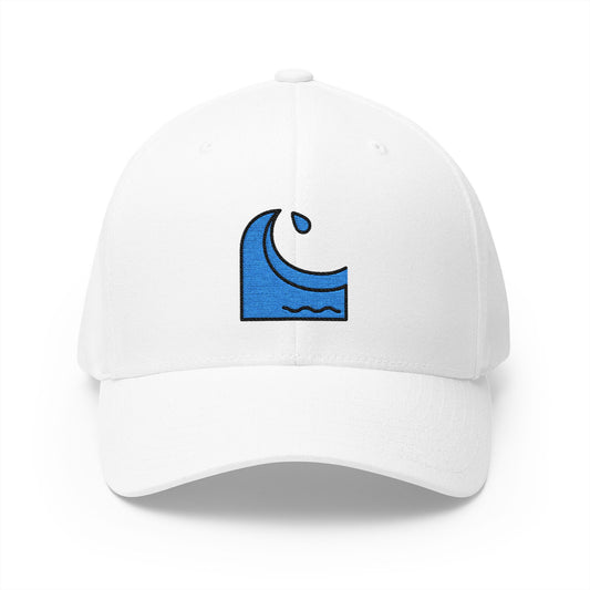 Water Wave Emoji White Cap – Premium by Capmoji
