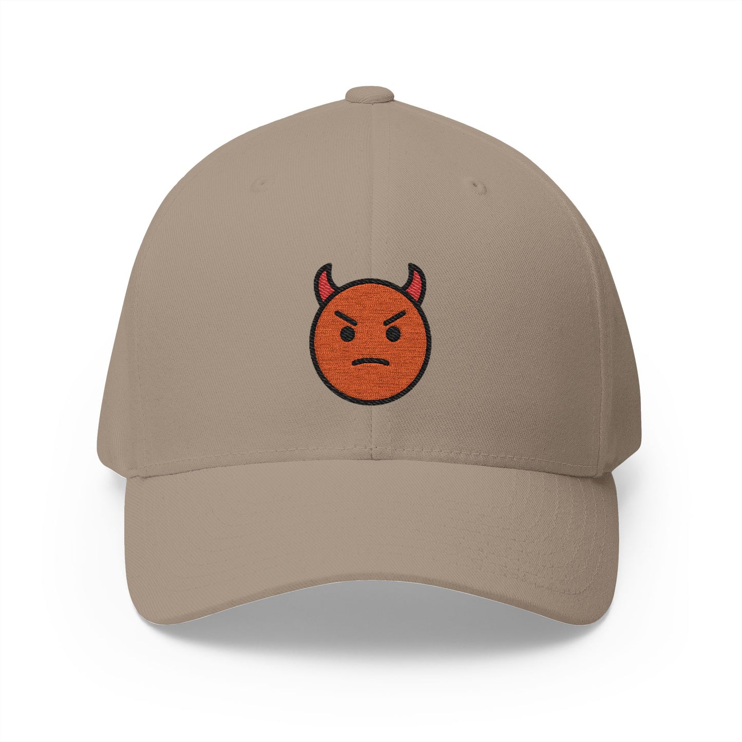 Angry Face With Horns Emoji Khaki Cap – Premium by Capmoji