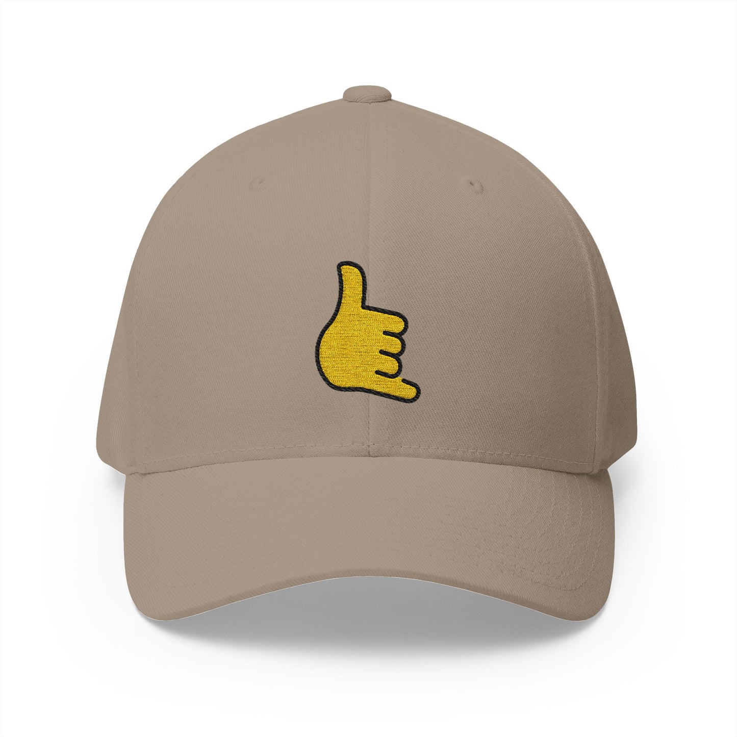 Call Me Hand Emoji Khaki Cap – Premium by Capmoji